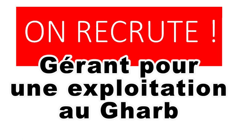 Recrutement : GÉRANT POUR UNE EXPLOITATION